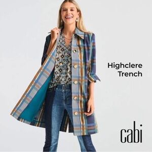Gorgeous cabi Highclere blue, brown, teal & cream trench coat - worn once, sz M